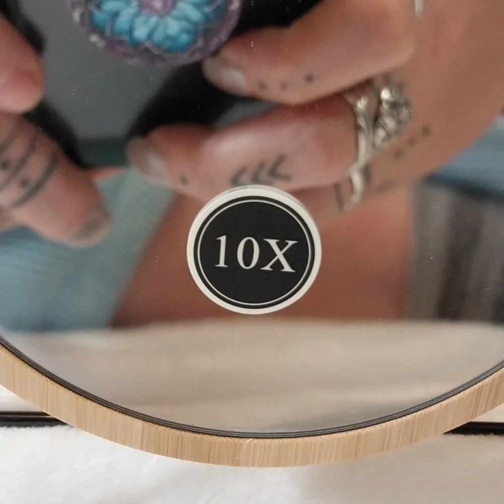 1X & 10X SWIVEL DESIGN BAMBOO BORDER VANITY MIRROR size 7